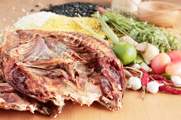 fish for cooking on wooden.