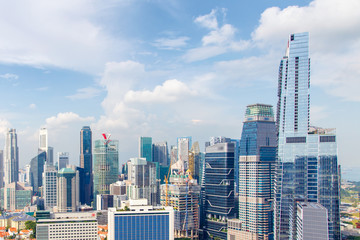 Naklejka premium Top views skyline business building and financial district in sunshine day at Singapore City