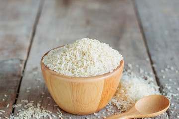 Rice on wooden.