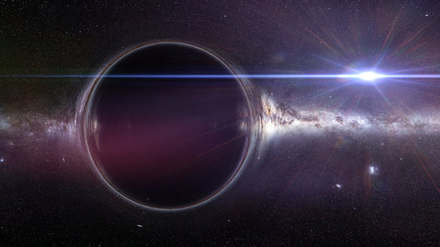 black hole with gravitational lens effect and the Milky Way galaxy 