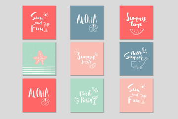 Beautiful summer poster with hand drawn lettering. Template for sail, tropical vacation