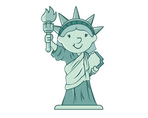 Cute American Dreams Freedom Liberty Statue Character 