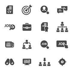 Vector black job search icons set