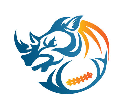 Modern Confidence Animal Sport Illustration Logo - American Football Rhinoceros Symbol  
