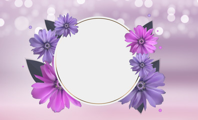 Abstract Anemone Flower Realistic Vector Frame Background