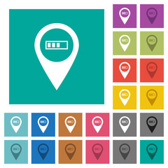 Route planning GPS square flat multi colored icons