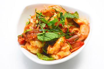 Shrimp salad with lemon grass and mint.