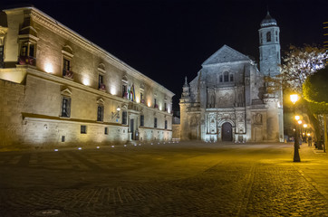Savior Chapel (El Salvador) at night, Ubeda, Jaen, Spain