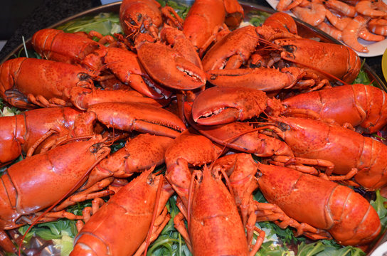 plate with lobsters for party