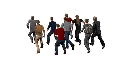 Fototapeta na wymiar Small group of men running - isolated on white background - 3d illustration