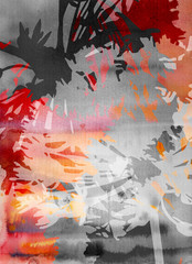 Abstract watercolor background with floral elements