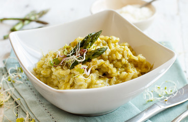 Asparagus risotto close up