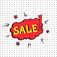 Sale comic text speech. Promo bubble phrase