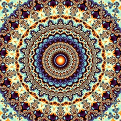 Abstract squared background. Ornamental round mandala pattern.