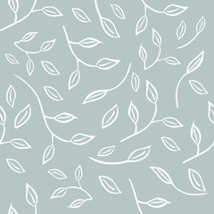 Seamless and fresh pattern with branches,leaves for organic labels, healthy food packaging