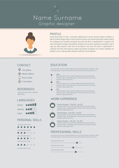 Feminine resume with infographic design