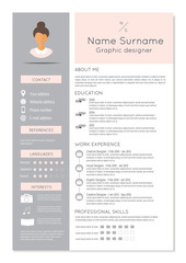 Feminine resume with infographic design