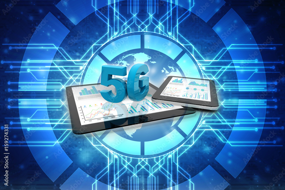 Poster 3d rendering 5g network 5g connection with data