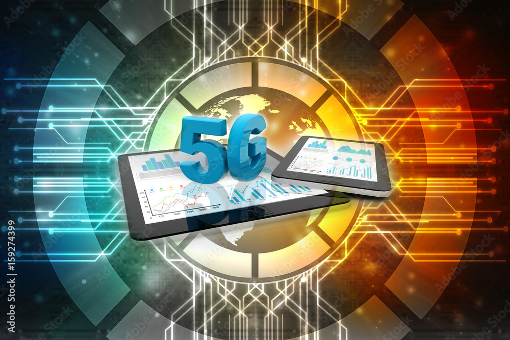 Poster 3d rendering 5g network 5g connection with data