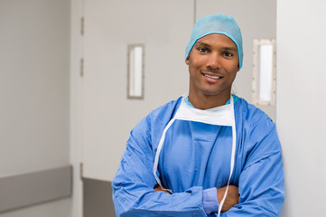 Smiling african surgeon