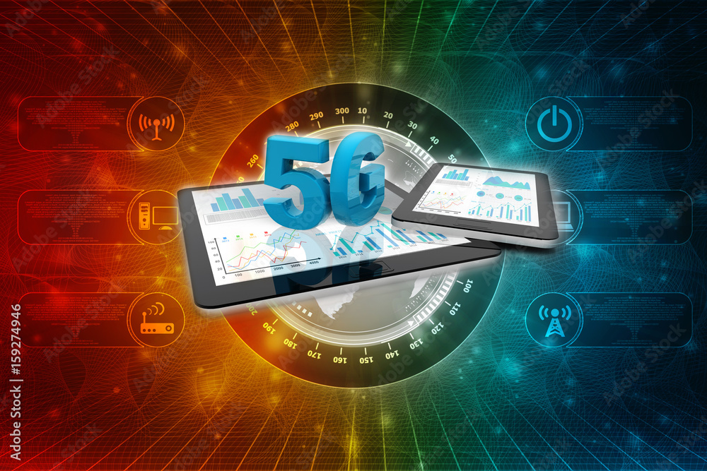 Poster 3d rendering 5g network 5g connection with data