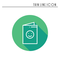 Happy birthday card icon. Party celebration birthday holidays event carnival festive. Thin line party basic element icon. Vector simple linear design. Illustration. Symbols. Congratulation. Postcard