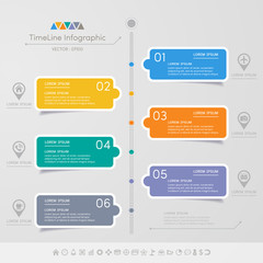 Timeline infographics design template with icons, process diagram, vector eps10 illustration