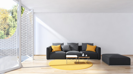 Modern living room. 3D rendering