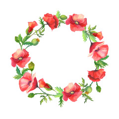 wreath of red poppies