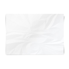 Realistic white sheet of crumpled paper. Wrinkled paper texture. Template background for your text. Vector illustration. - 159278994
