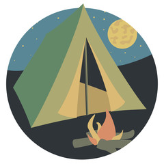 Camping. Extreme sport tent. Vector illustration