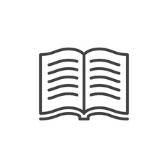 Book with text line icon, outline vector sign, linear style pictogram isolated on white. Symbol, logo illustration. Editable stroke. Pixel perfect