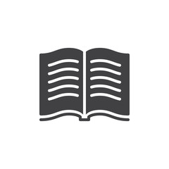 Book with text icon vector, filled flat sign, solid pictogram isolated on white. Symbol, logo illustration. Pixel perfect