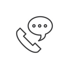 Phone call line icon, outline vector sign, linear style pictogram isolated on white. Symbol, logo illustration. Editable stroke. Pixel perfect