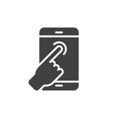 Touch screen finger tap icon vector, filled flat sign, solid pictogram isolated on white. Hand gesture symbol, logo illustration. Pixel perfect