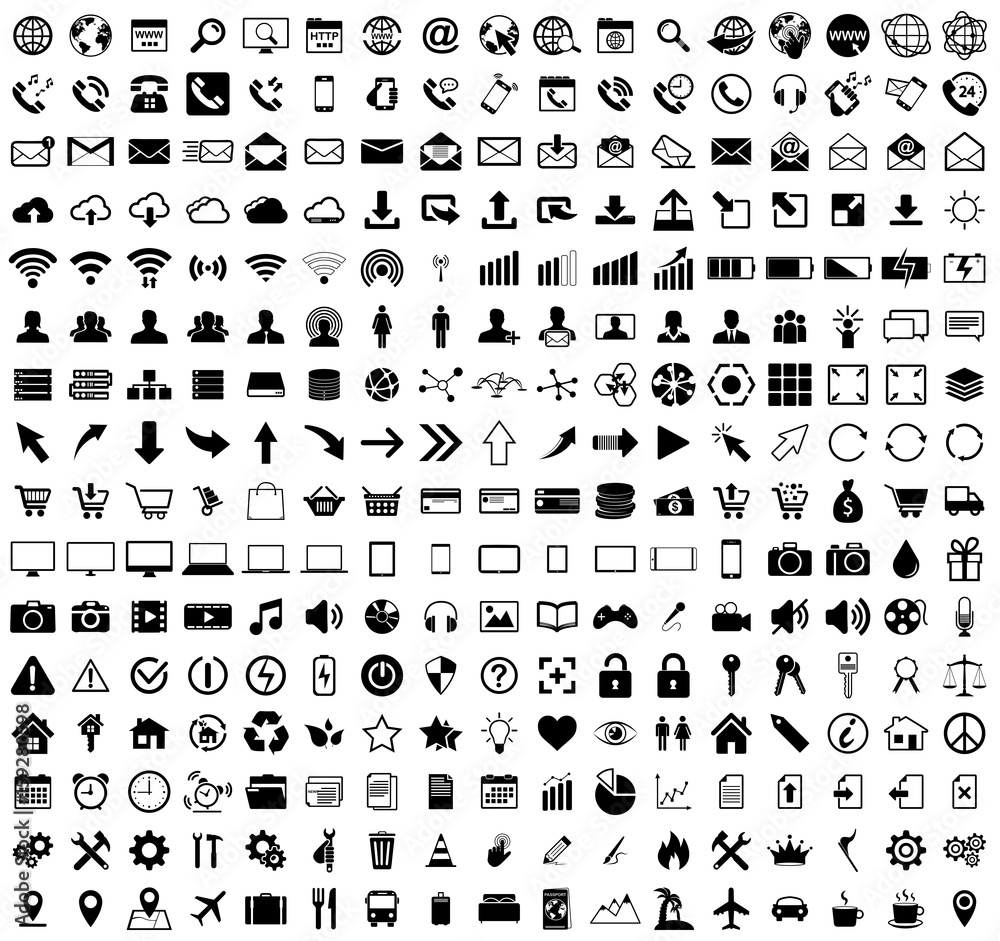 Canvas Prints black web icons set