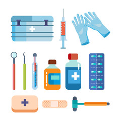 Set of tools for medical research, treatment, work in institution.