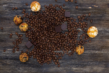 Coffee beans and candies
