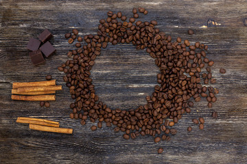 Coffee beans and cinnamon