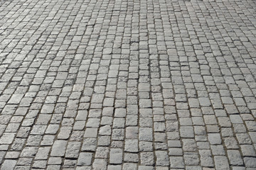Cobblestone pavement close-up.