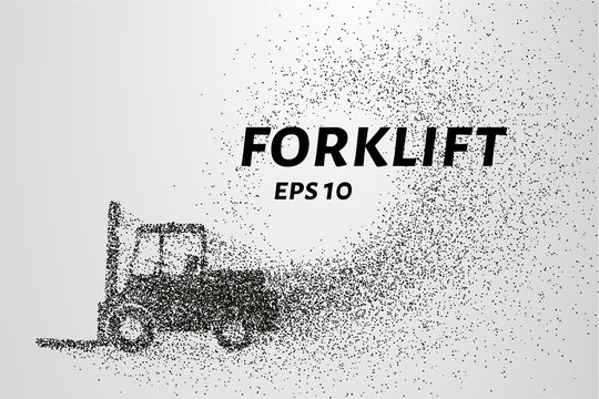 Forklift of particles. Forklift consists of circles and points. Vector illustration.