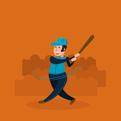 Baseball player - batter. Flat vector illustration in cartoon style