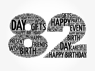 Happy 82nd birthday word cloud collage concept