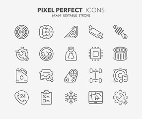 car service thin line icons 1