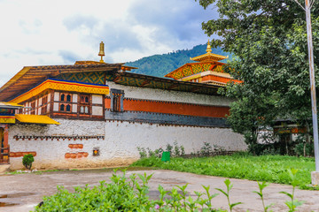 Traditional Bhutanese temple architecture in Bhutan.