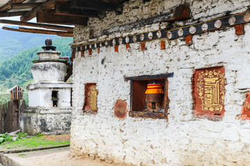 Fototapeta na wymiar Traditional Bhutanese temple architecture in Bhutan.