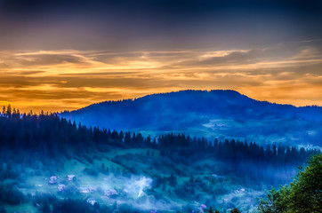Background of Carpathian mountains landscape in Ukraine