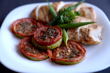 Turkey breast and roasted vegetables