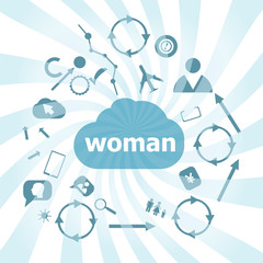 Text Woman. Social concept . Set of web icons for business, finance and communication