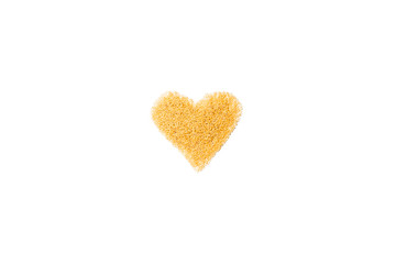 Heart symbol made from Italian pasta isolated on white